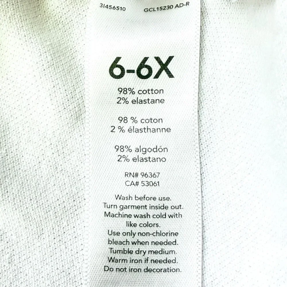 OshKosh B'Gosh Kids Size 6 6X White Short Sleeve Polo Shirt Uniform Boys Girls